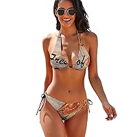 Swimsuit Women Girl Push Up Seafood Fresh of The Day Two Piece Bathing Suit Coastal Removable Padding Bra Tie Back