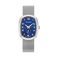 Philip Stein Chronograph Analog Display Wrist Swiss Quartz Watch Stainless Steel Silver Clasp Chain Blue Dial with Modern Large Frame Natural Frequency Technology Provides More Energy-Model 72-FBL-MSS