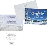 Fox Valley Traders Personalized Remembering You Christmas Card Set of 20, Card and Back of Envelope Personalization