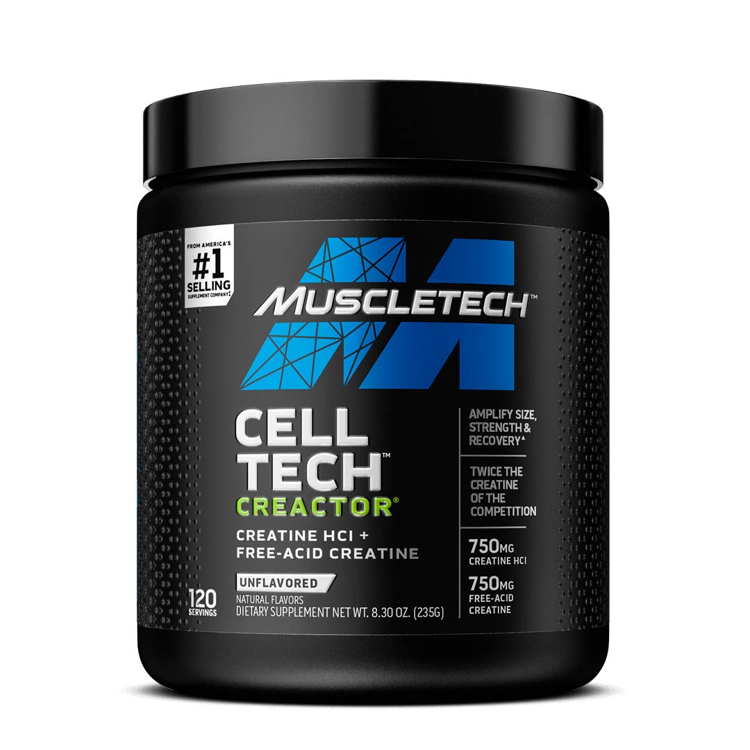 MuscleTech Cell-Tech Creactor Creatine HCl Powder | Post Workout Muscle Builder for Men & Women | Creatine Hydrochloride + Free-Acid | Unflavored (120 Servings)