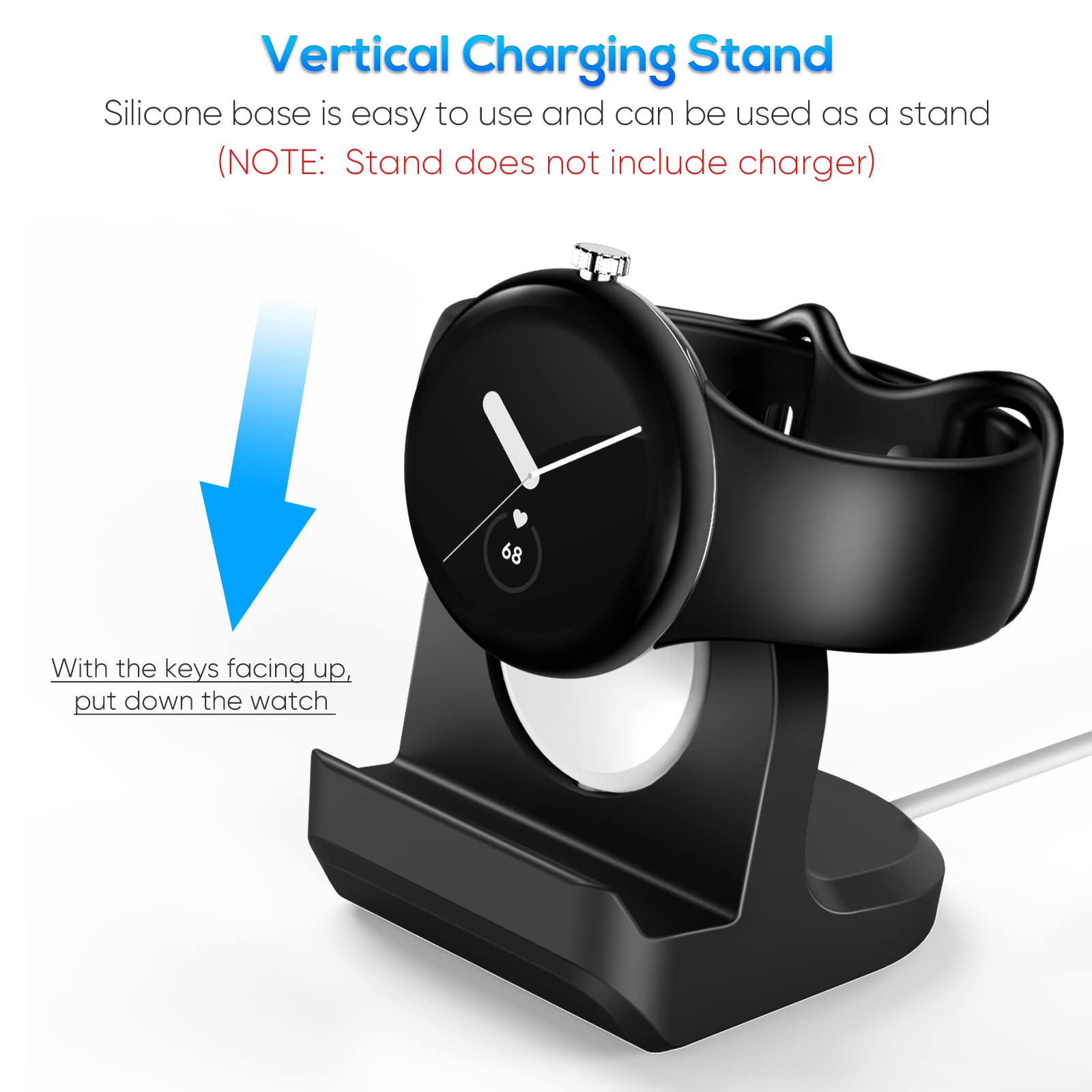 2 Pack Stand Holder for Google Pixel Watch, Non-Slip Silicone Charging Dock Stand, Charger Base Holder Stand with Cable Management Slot- [Charging Cable Not Included]