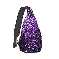 Beautiful Purple Glitter Print Trendy Casual Daypack Versatile Crossbody Backpack Shoulder Bag Fashionable Chest Bag