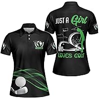Camelliaa Shop Personalized Name Just a Girl Who Loves Golf Women Polo Shirt S-5XL, Womens Golf Polo Shirts