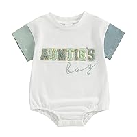 Gueuusu Baby Auntie Gift Outfit Aunties Boy/Girl Embroidery T Shirt Romper Short Sleeve Bodysuit Summer Mamas Girl Clothes