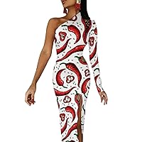 Chili Hot Pepper Sexy Maxi Dress for Women Fashion Elegant Long Dresses for Party Evening