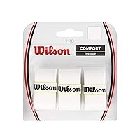 WILSON Tennis Racquet Pro Over Grip, White, Pack of 3