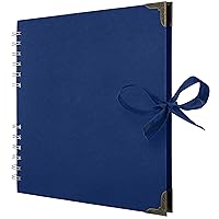 Bstorify Square Scrapbook Photo Albums 8 x 8 Inch Blue Hardcover with Ribbon Closure - Ideal for Scrapbooking, Art & Craft Projects