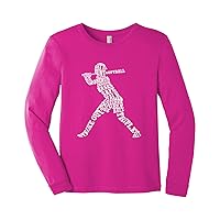 Threadrock Big Girls' Softball Batter Typography Youth Long Sleeve T-Shirt
