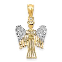 14k Yellow Gold Rhodium Religious Guardian Angel Pendant Necklace Measures 16x14mm Jewelry for Women