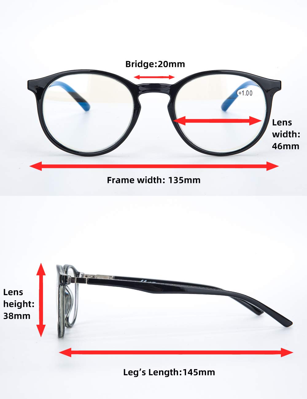 LANLANG 3-Pack Blue Light Blocking Reading Glasse for Women with round frame Anti Eyestrain 3 Colors L-L006