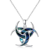 Viking Necklace 925 Sterling Silver Celtic Pendant Trinity Knot Necklace Moon Jewelry Gifts for Women Hypoallergenic Necklace for Sensitive Neck