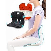 curble Wider 2PACK, Ergonomic Lower Back Support Chair, Lumbar Support for Back Posture Corrector and Low Back Pain Relief, Portable, for Office Chair and Work Form Home (2 Pack Black Red)