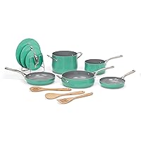Culinary Collection 12-Piece Pots and Pans Set, PURELYCERAMIC Nonstick, Teal