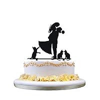 Cake decoration topper silhouette with three cats