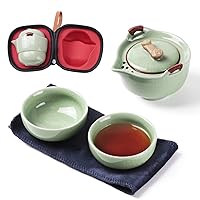 Chinese Tea Set, Kungfu Tea Pot Cup Set With 4X Tea Cups, Bamboo Tea Tray,  Tea Canister, Infuser, Travel Portable Tea Set Suitable For Office, Picnic