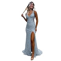 Hollow-Out Beaded Sequin Prom Dresses for Women 2024 Mermaid Sparkly Backless Formal Evening Party Gown
