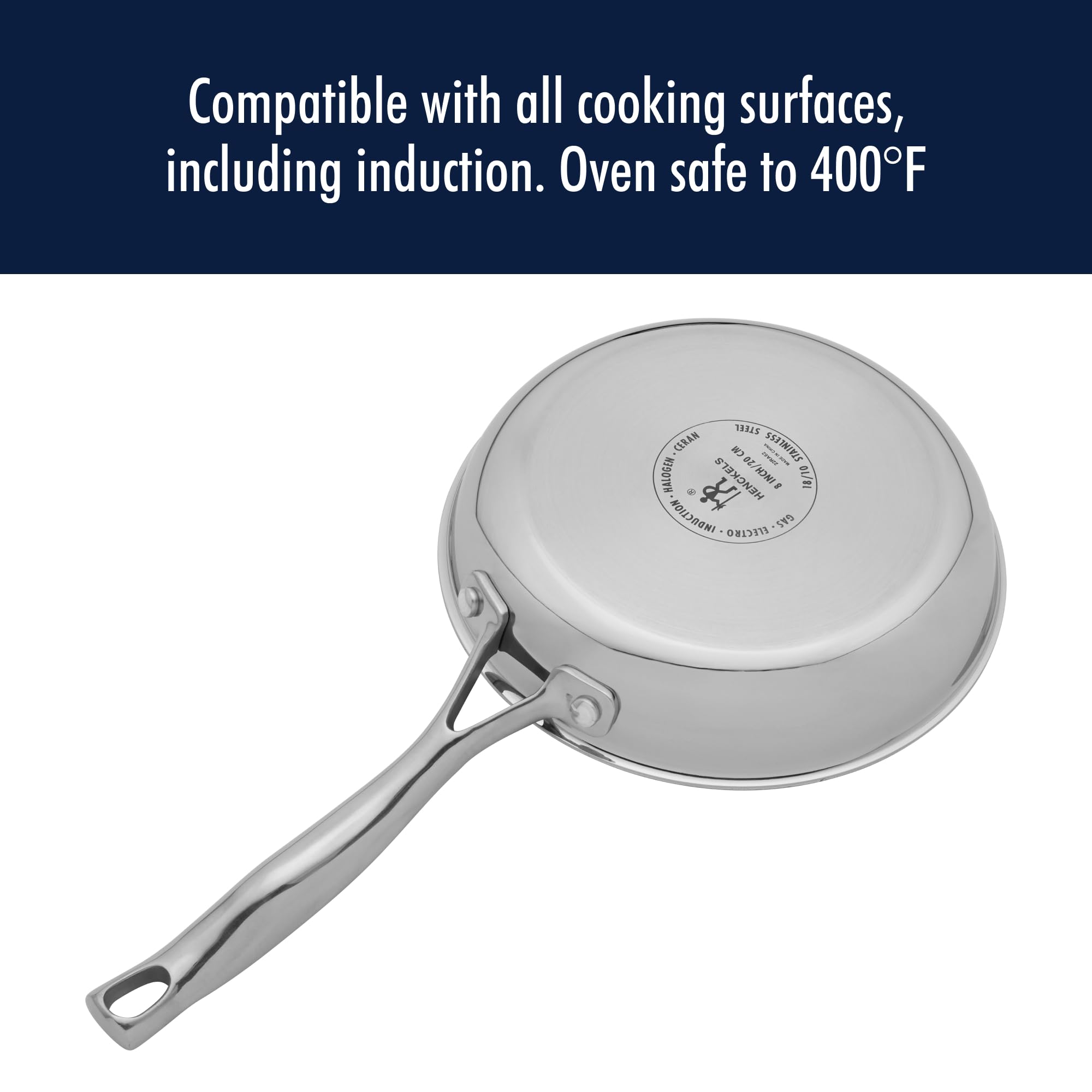 HENCKELS Clad H3 10-pc Induction Pot and Pan Set, Stainless Steel, Durable and Easy to clean