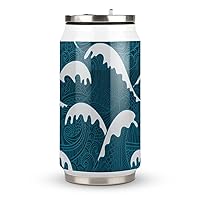 Japanese Waves Coke Cans Cup Stainless Water Bottle Insulated Water Tumbler with Lid and Straw