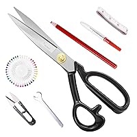Professional Sewing Fabric Scissors, Heavy Duty Sharp Tailor Haberdashery Shear with Fabric Pencil, Pins, Snips, Tape Measure, Seam Ripper for Cutting Leather Cloth Upholstery Dressmaking