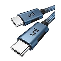 uni USB C to USB C Cable 15ft, 100W USB C Cable Fast Charging Cable Type C Cord Compatible with iPhone 15/15Pro/15Plus/15ProMax, MacBook Pro 2022, iPad Pro 2022, iPad Air 5, Midnight Blue