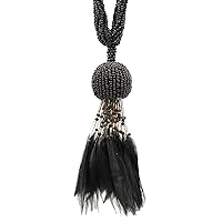 Beautiful Beaded Tassel Tiebacks exquisitely Handcrafted with Exotic Feather Design, Tassel Length 5