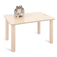 Niteangel Hamster Play Wooden Platform for Dwarf Syrian Hamsters Gerbils Mice Degus or Other Small Pets (11.8 L x 8.2 W - 5.9'' Height, Burlywood)