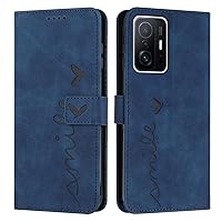 IVY Mi 11T Case Wallet, [Smile Love][Kickstand Flip][Lanyard Shoulder Strap][PU Leather] - Wallet Case for Xiaomi 11T / 11T Pro Devices - Blue