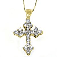14k Yellow Gold Diamond Cross Pendant 2.41 Carats