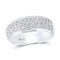 The Diamond Deal 14kt White Gold Mens Round Diamond Pave Band Ring 1-1/2 Cttw