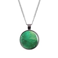 Mylery Necklace Cabochon Picture Healing Stone Power Stone crystal gem emerald green Faux Fake silver or bronze 1.1 inch