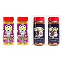 Meat Church BBQ Rub Combo: Two Bottles of VooDoo (14 oz) BBQ Rub and Seasoning & BBQ Rub Combo: Two Bottles of Holy Cow (12 oz) BBQ Rub and Seasoning