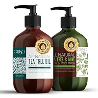 Tea Tree Oil Body Wash and Tea Tree Oil Body Wash with Mint - Helps Athletes Foot - Eczema - Toenail Fungus - Body Odor - For Hydrating Sensitive Skin