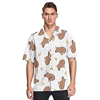 Capybara Cakes Mens Button Down Shirt Men Casual Short Sleeve Hawaiian Shirts Aloha Shirt S