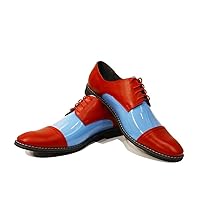 Modello Paolo - Handmade Italian Mens Color Red Oxfords Dress Shoes - Cowhide Patent Leather - Lace-Up