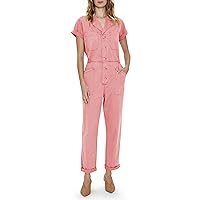 Cicy Bell Women's Casual Short Sleeve Jumpsuits Summer Button Up Straight Leg Long Pants Rompers with Pockets
