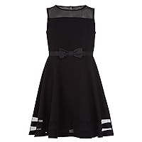 Girls' Sleeveless Party Dress, Fit and Flare Silhouette, Round Neckline & Back Zip Closure