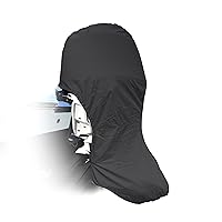 SavvyCraft Heavy Duty Outboard Motor Cover, Waterproof 600D Polyester Full Size Boat Engine Cover for Motor up to 60-90 HP Black Color