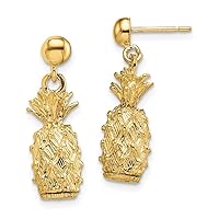14k Solid Gold 3 d Pineapple Long Drop Dangle Earrings Measures 21.25x6.57mm Wide Jewelry Gifts for Women