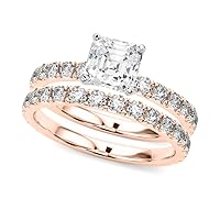 Rylos 14K White/Rose/Yellow Gold Cushion Cut Engagement Ring + Wedding Band set | Certified Lab Grown Diamonds | VS-SI Quality | Available in Size 5-10