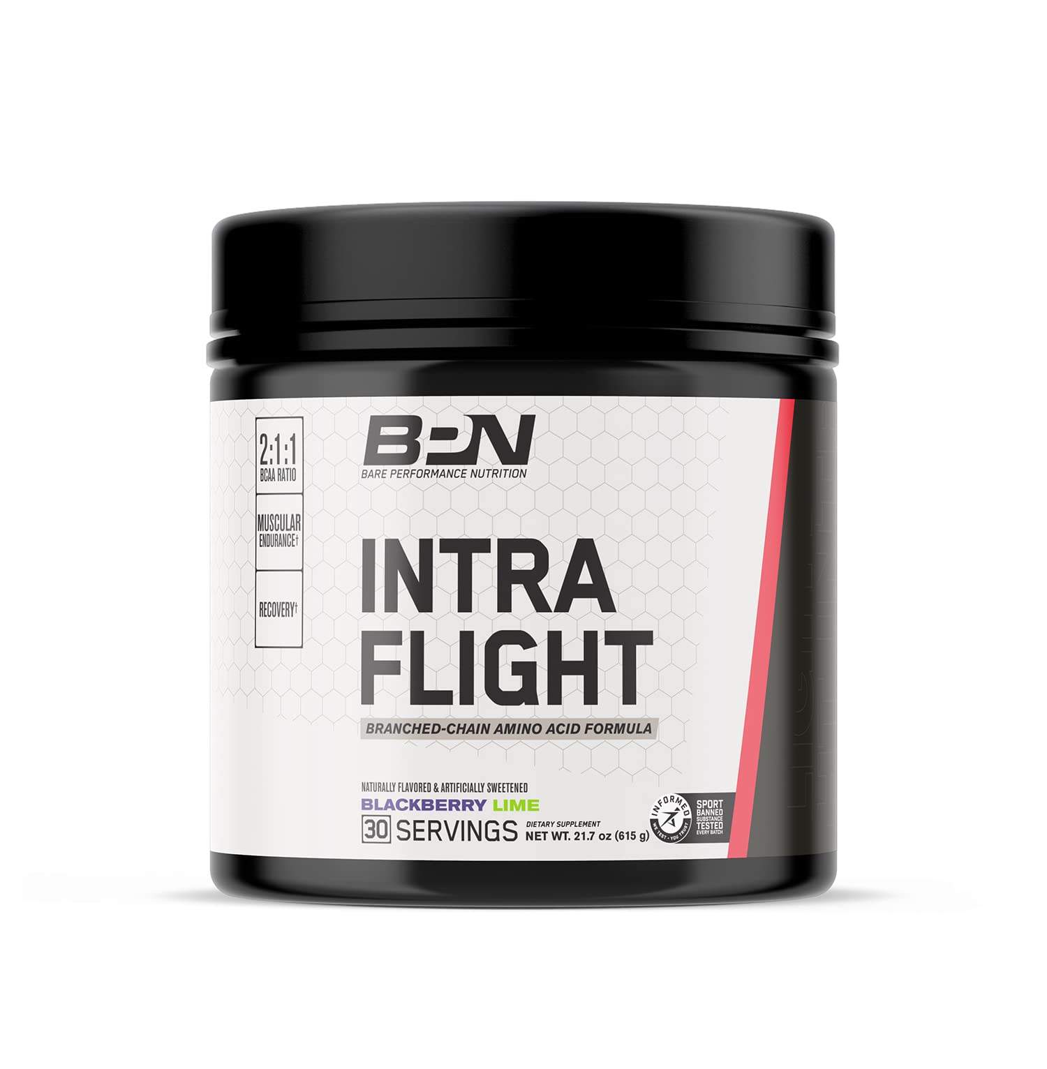 BARE PERFORMANCE NUTRITION Intra-Flight, Branch Chain Amino Acids, Ultimate Endurance Supplement, Increase Endurance and Stamina, 2:1:1 BCAA + Recovery (30 Servings, BlackBerry Lime)