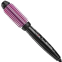 Silicone Bristle Heated Hair Styling Brush, Black, 1 inch barrel