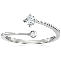 Amazon Collection Platinum-Plated Sterling Silver Infinite Elements Cubic Zirconia 2-Stone Round Ring