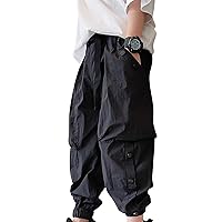 TiaoBug Kids Boys Sports Cargo Pants Button Joggers Trousers Athletic Sweatpants Loose Hiking Fishing Dungarees Bottoms