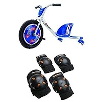 Razor RipRider 360 Caster Trike, Blue and Mongoose BMX Bike Gel Knee and Elbow Pads