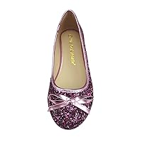 Wedding Party Girl's Glitter Sparkling Dress Shoes Slip On Pink, Purple & Gold (12, Pink)
