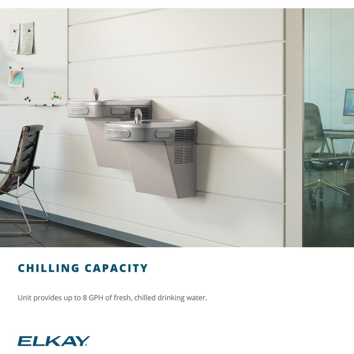 Elkay EZS8L Cooler, Push Bar-Activated, Light Gray Granite