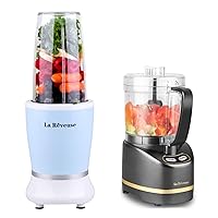 La Reveus Smoothie Blender (Sky Blue) + La Reveuse Mini Food Chopper (Metallic Grey)