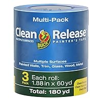 Duck Clean Release Blue Painter's Tape 2-Inch (1.88-Inch x 60-Yard), 3 Rolls, 180 Total Yards, 240461