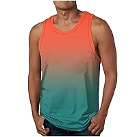 Fashion Hawaiian Shirts for Men 2024 Classic Fit Crew Neck Sleeveless Gradient Color Tank Tops Summer Causal Muscle Shirt
