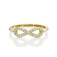 10K 14K 18K Gold 0.13 Cttw Natural Diamond Infinity Ring for Women Infinity Promise Ring Jewelry Gift for Wife